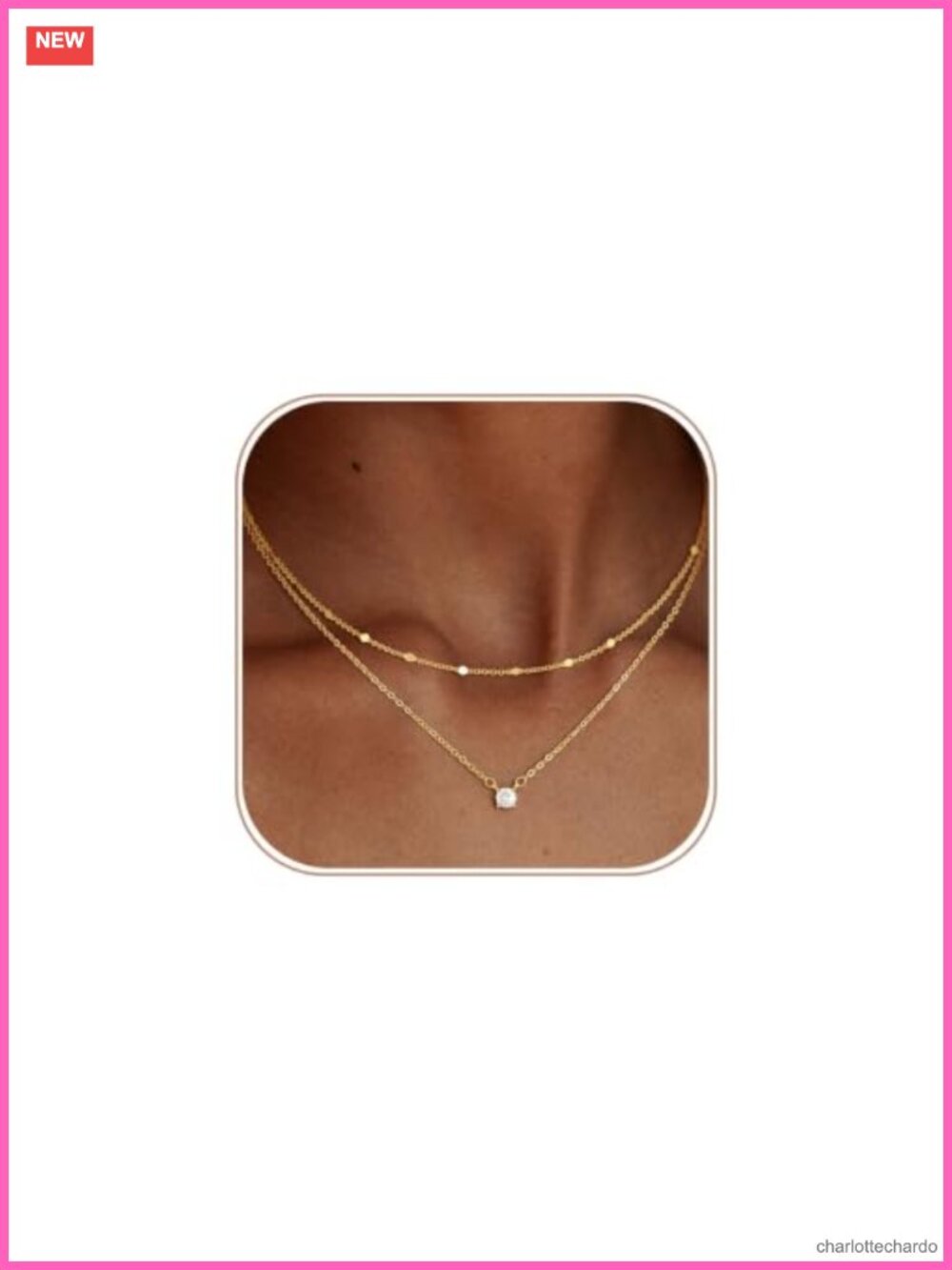 Layered Gold Necklaces for Women, 14K Plated Gold Sterling Silver Plated Dainty